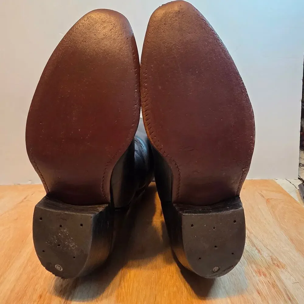 Vintage Frye Black Leather Western Pointed Toe Boots Size 10 D USA 2306